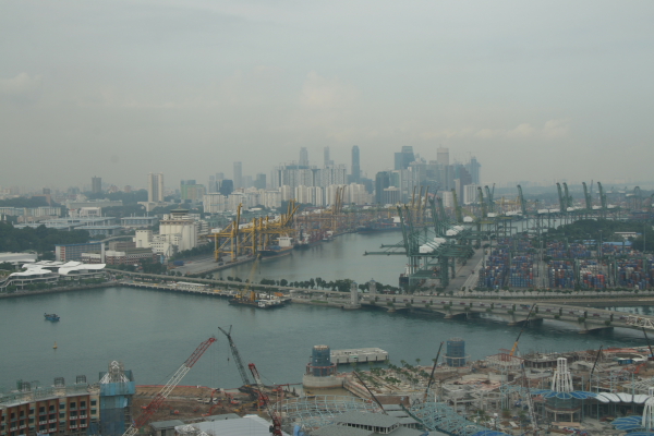 Sentosa: Blick zur&uuml;ck nach Singapore